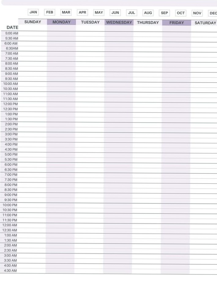 24-Hour Weekly Planner Free Printable — 📊 🖇️ romanticize your routine