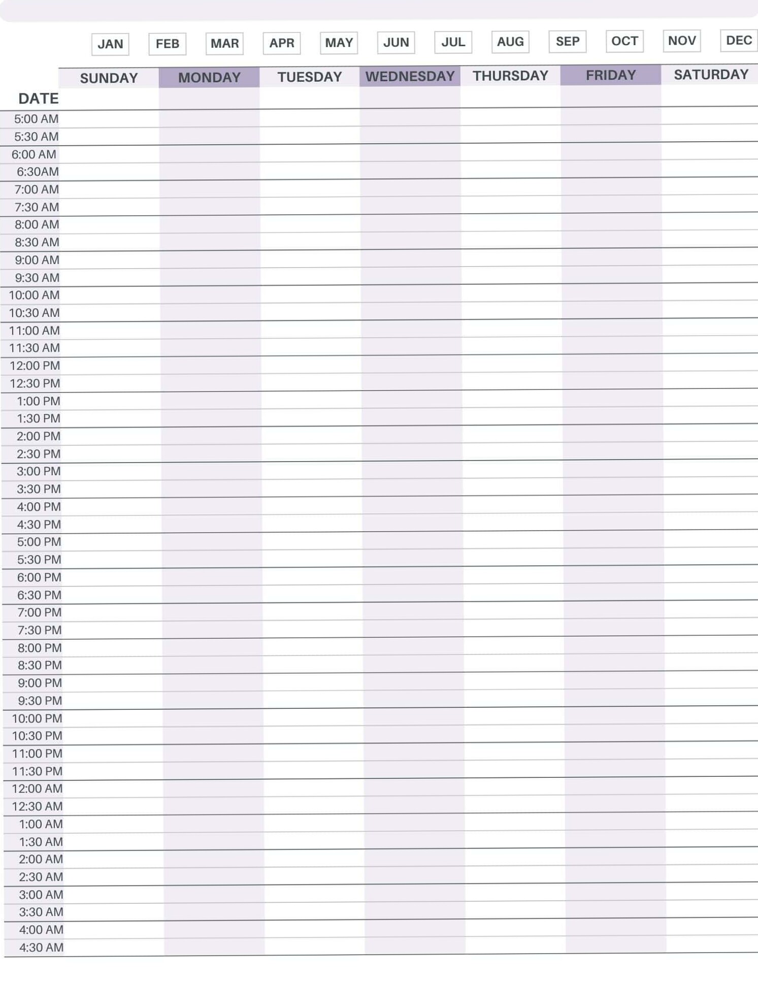 24-Hour Weekly Planner Free Printable — 🌸 💌 stay inspired all year long