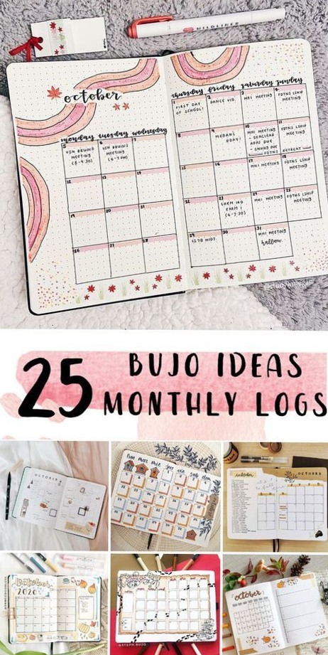 📌 📌 25 Creative October Monthly Calendar Spreads | dream life manifestation