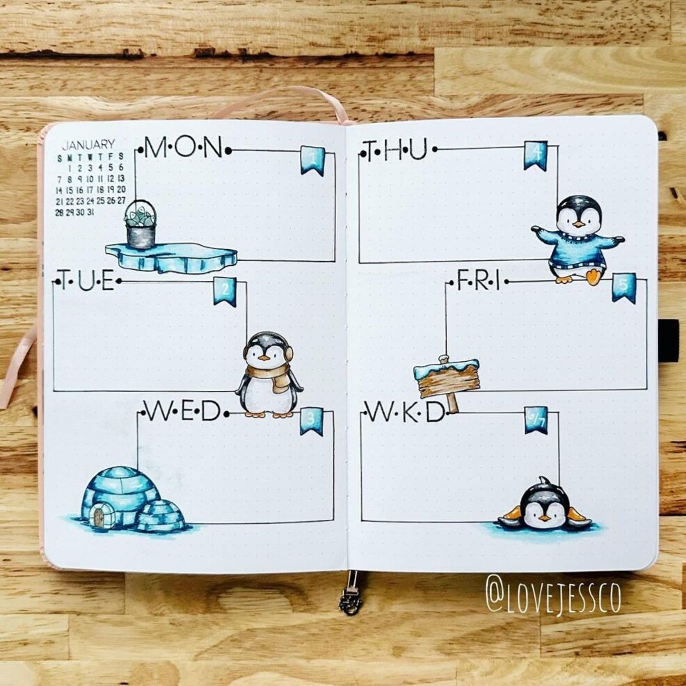 📝 📁 25 Winter-Themed Bullet Journal Ideas for Digital Design & Planners | romanticize your routine