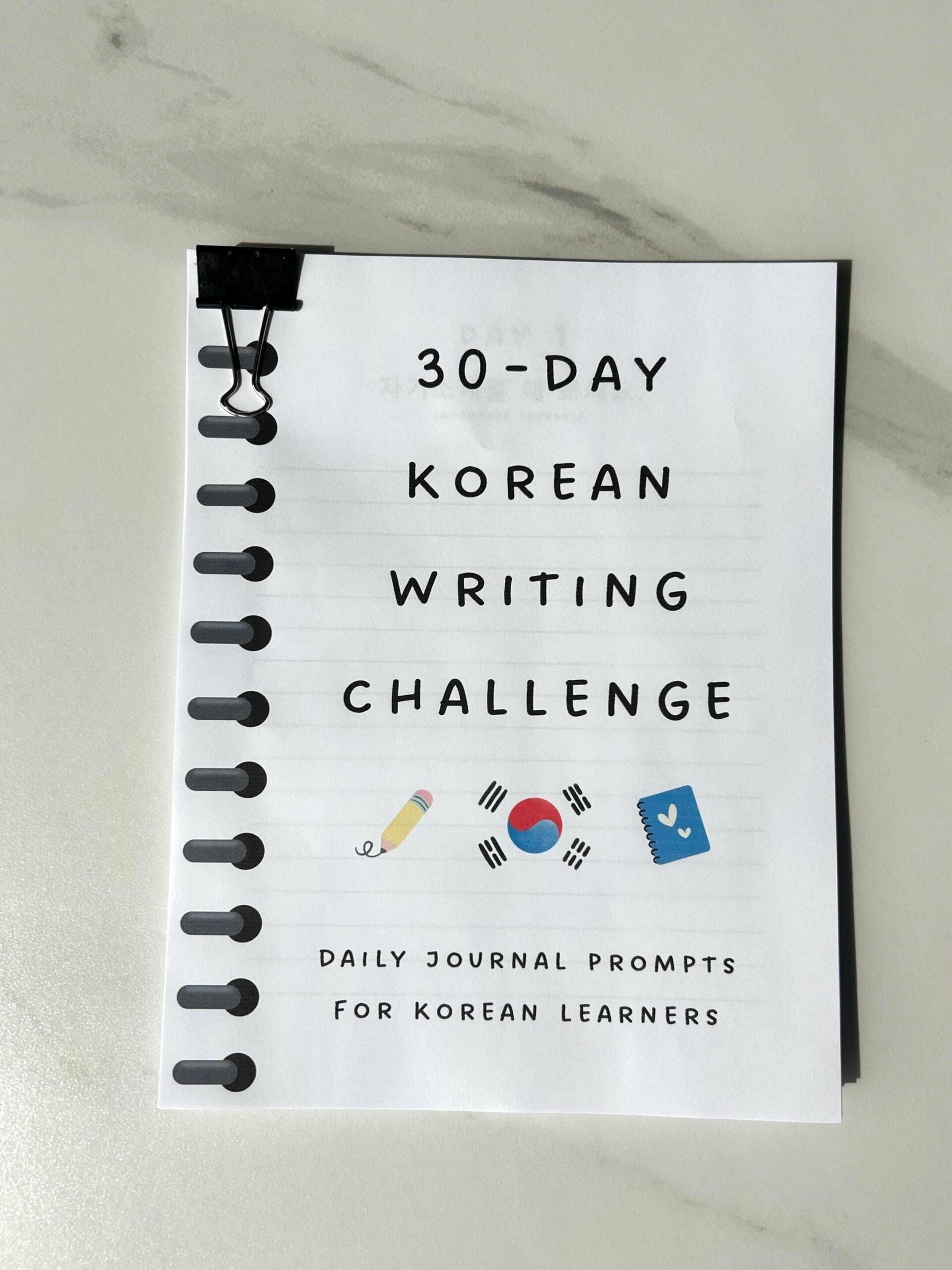 30-Day Korean Writing Challenge Journal — 🖇️ 📁 secret to staying productive