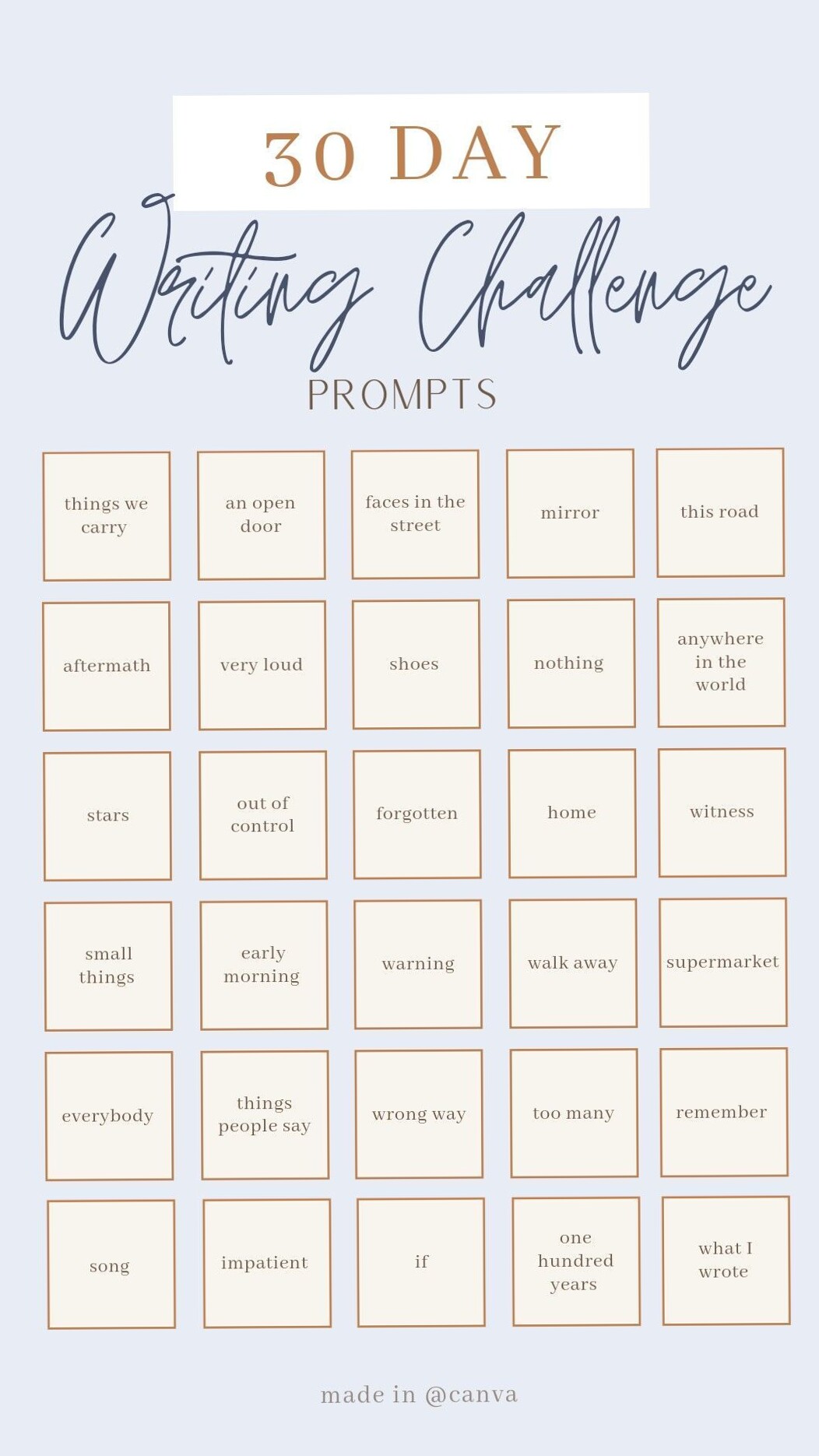 💌 💌 30-Day Writing Challenge Prompts 1902 | romanticize your routine
