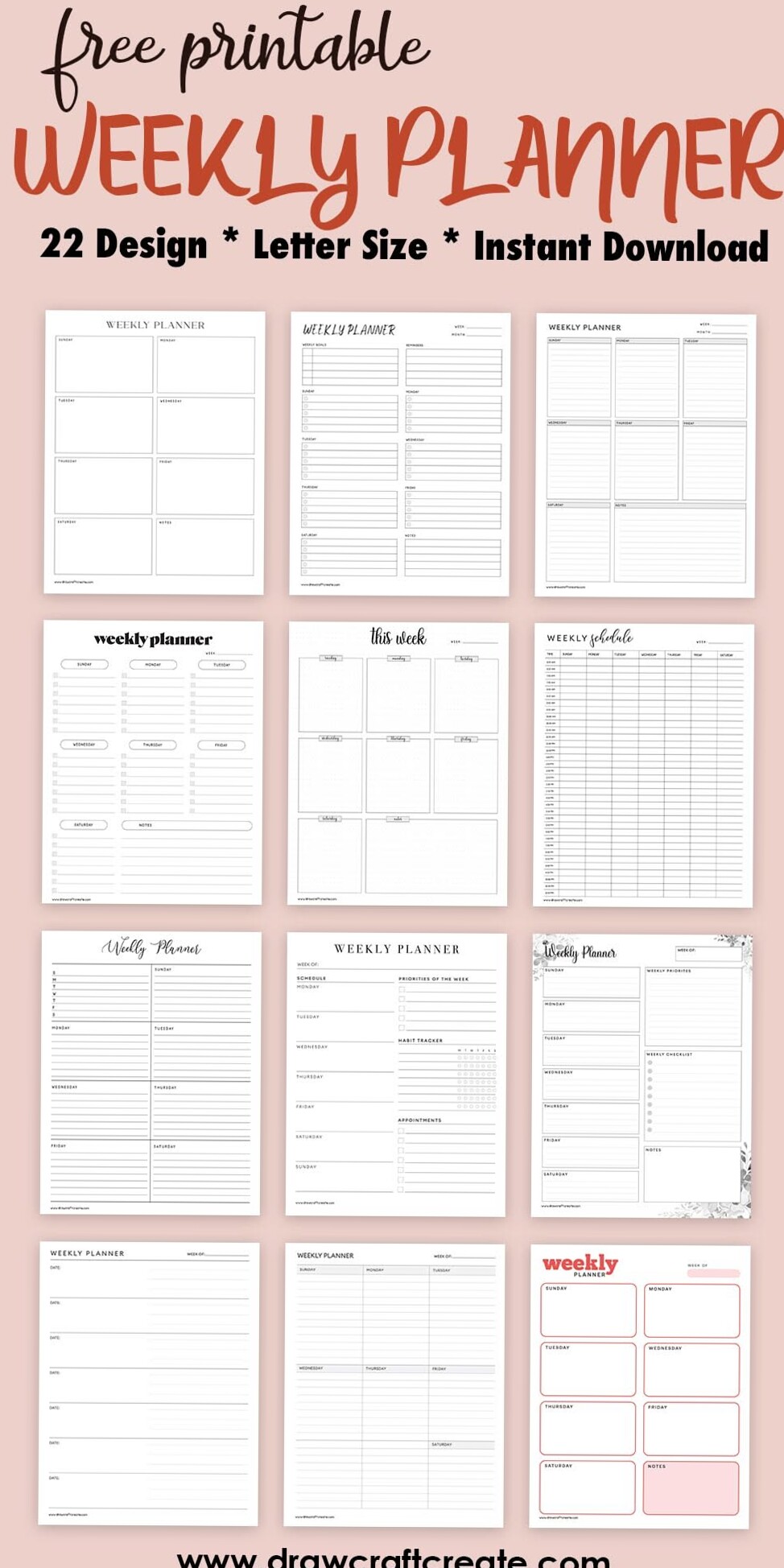 💌 💌 30 Free Weekly Planner Printables for Creative Productivity | secret to staying productive