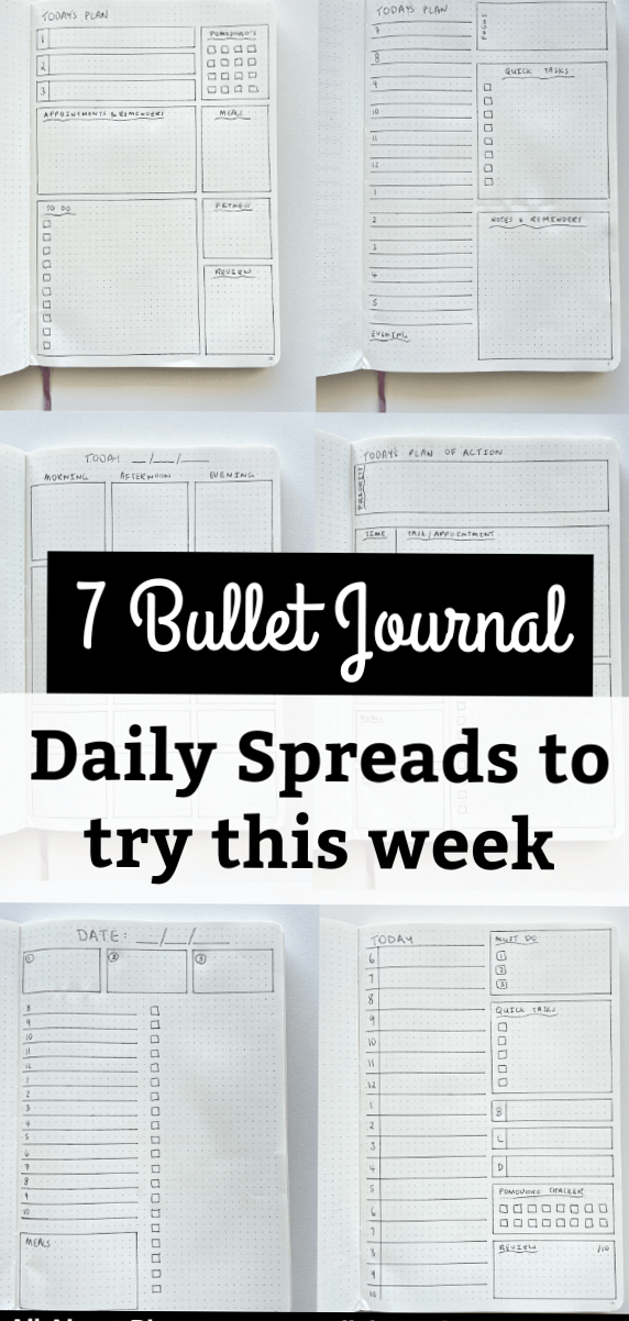 🎀 🌿 7 Bullet Journal Daily Spreads to Try This Week | romanticize your routine