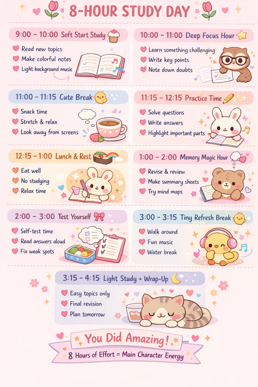 8-Hour Study Plan for Digital Design & Creative Work — 🌿 🌿 romanticize your routine