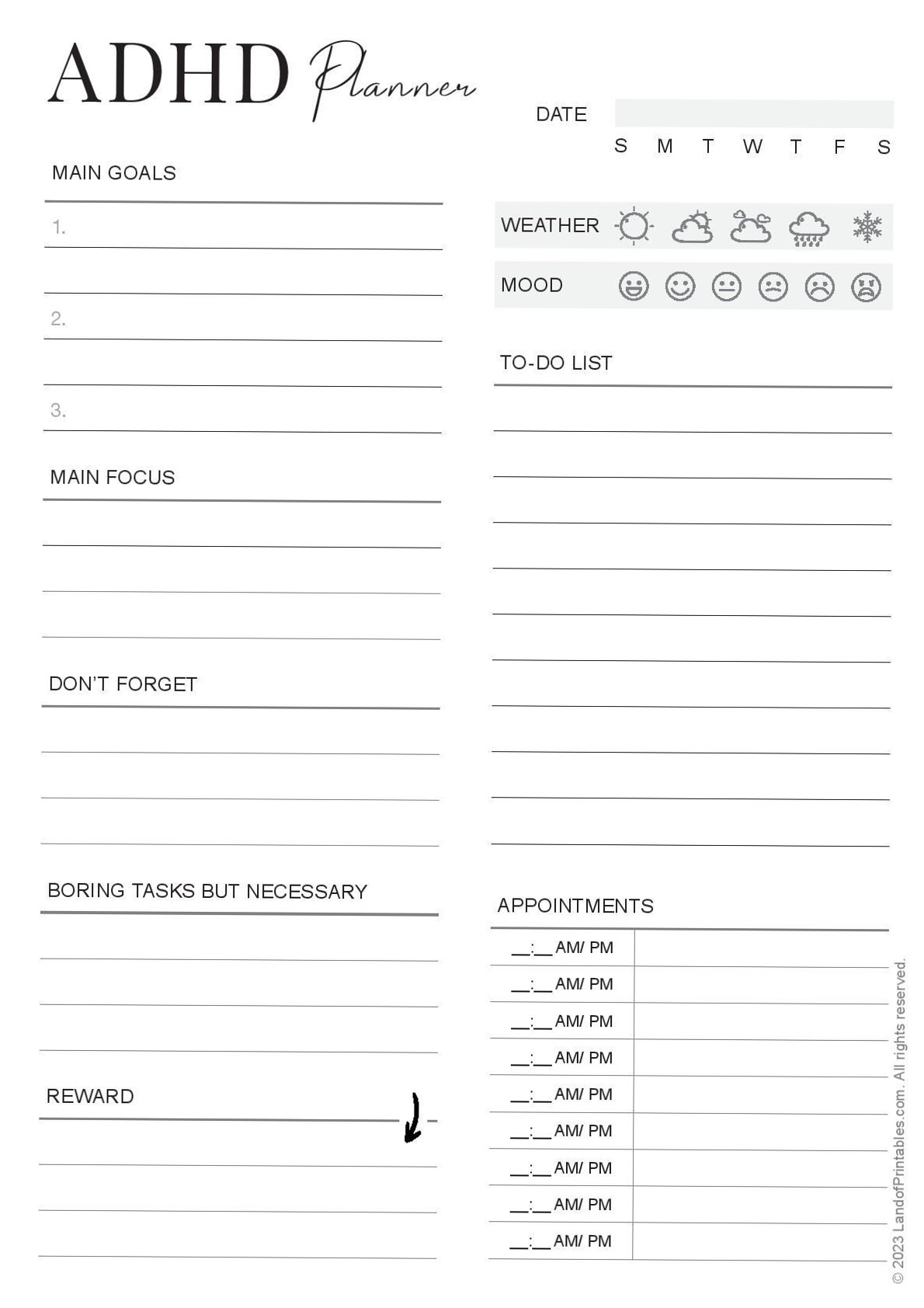 ADHD Planner Free Download — Stay Organized & Focused — 💍 💍 romanticize your routine