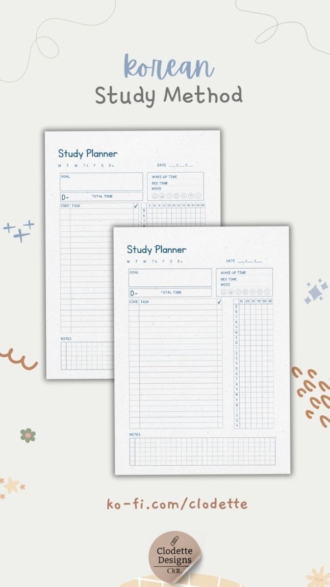 Adorable Korean Study Planner Printable for Ultimate Student Organization — 🍰 👰 romanticize your routine