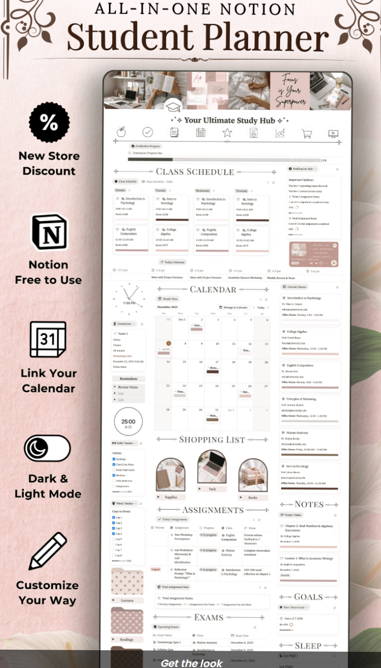 Aesthetic Academic Notion Planner for Students — 💍 💌 game-changing digital system