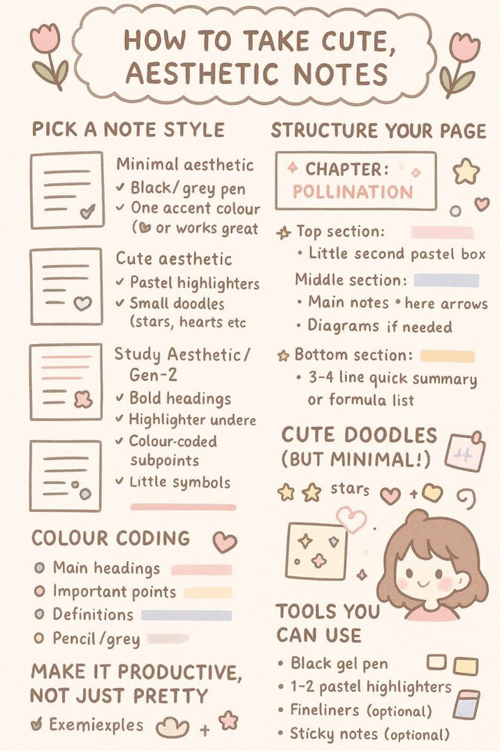Aesthetic Notes That Actually Help You Study — 🌈 🪄 secret to staying productive