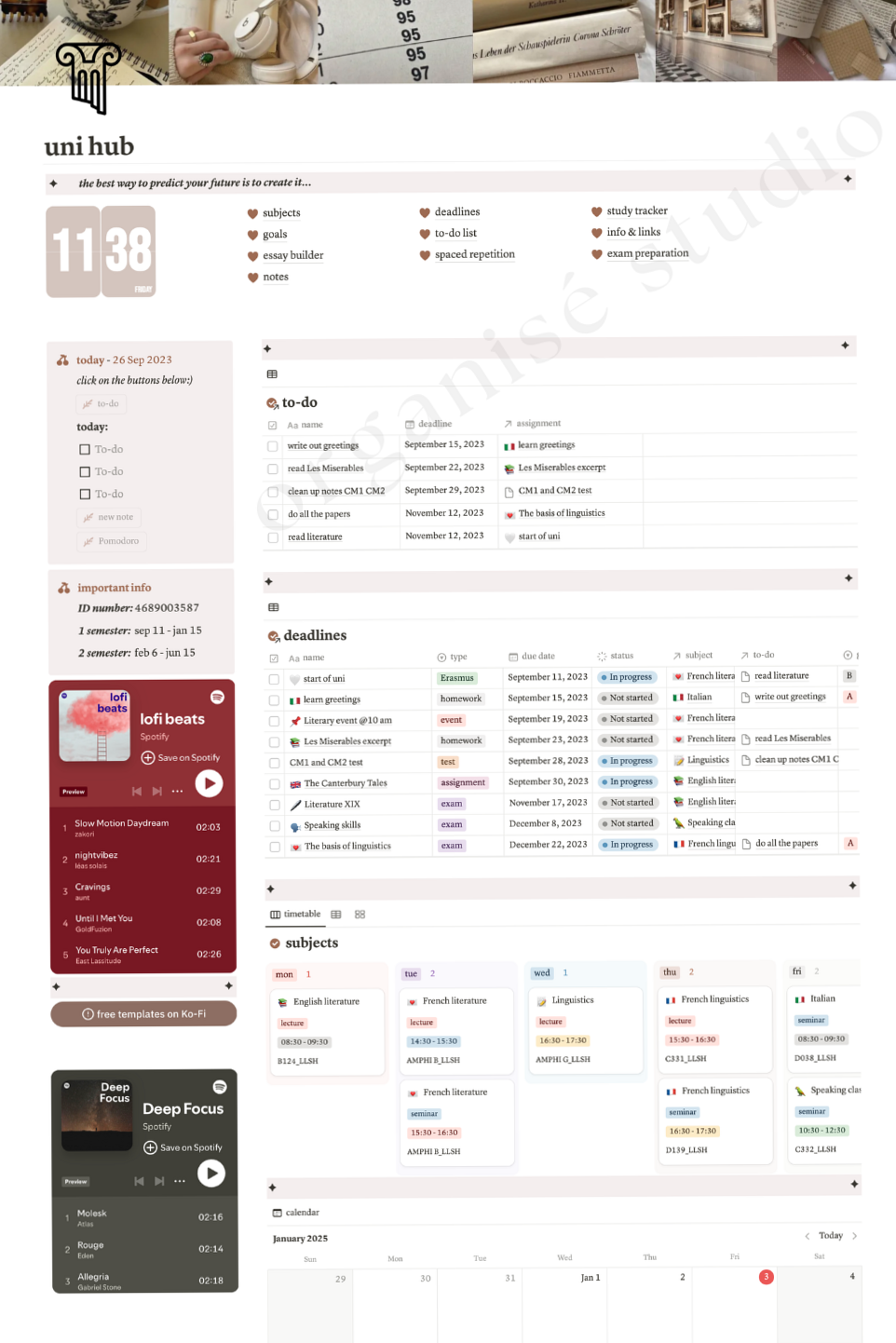 🍰 👰 Aesthetic Notion Student Planner 2025: University & College #notiondash | only tool for life admin