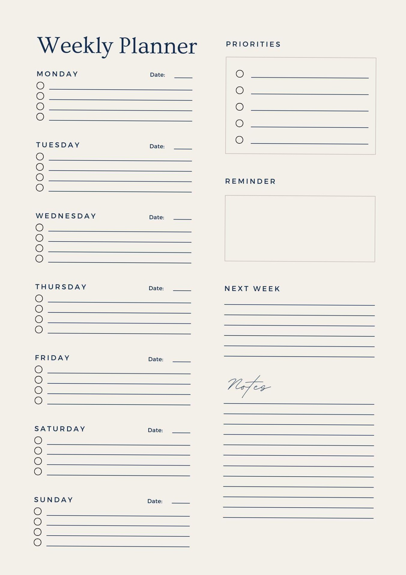 🥂 💍 Aesthetic Weekly Planner | Digital & Printable Design | secret to staying productive