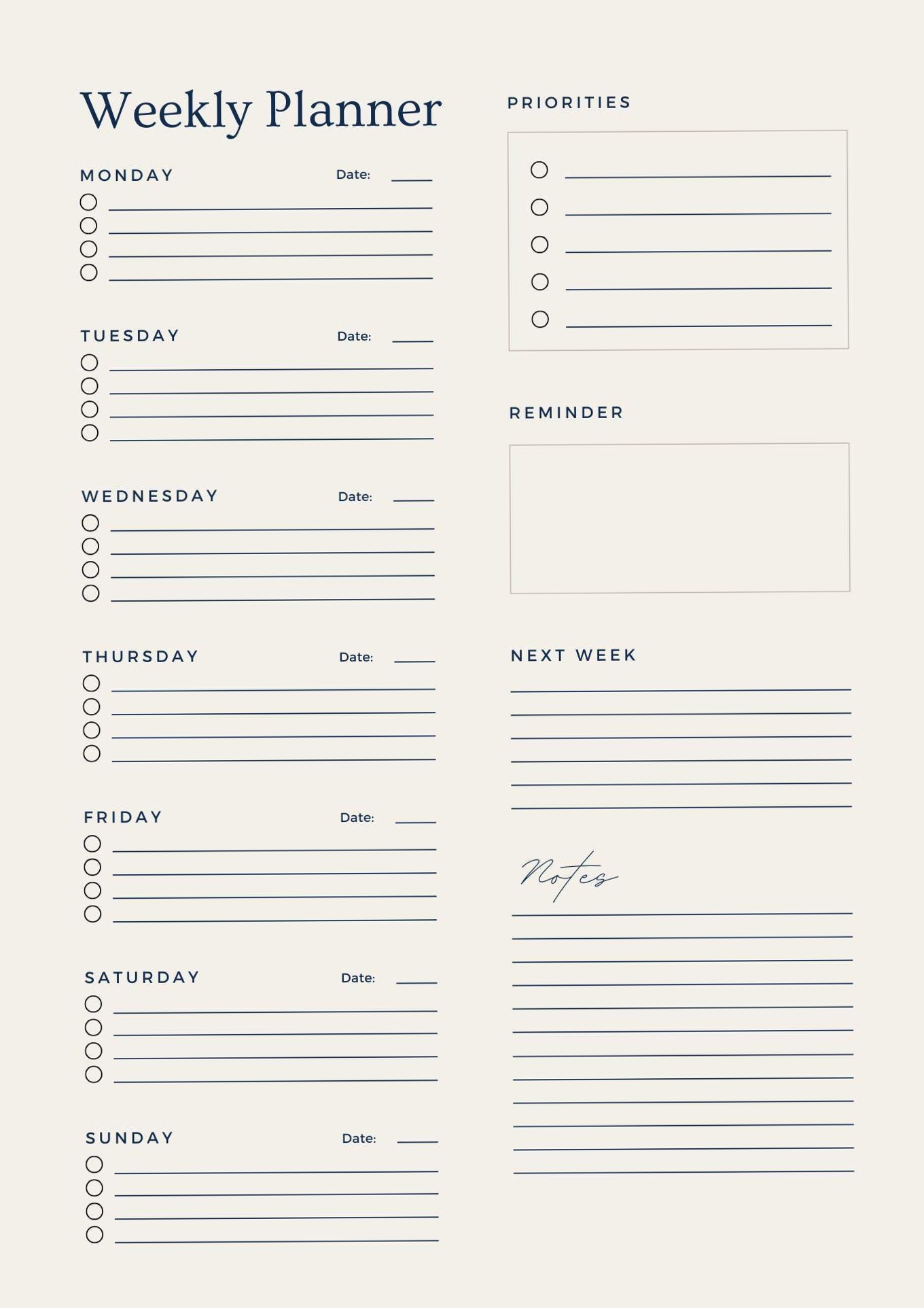 🎀 ✨ Aesthetic Weekly Planner Digital Design Asset 443 | stay inspired all year long