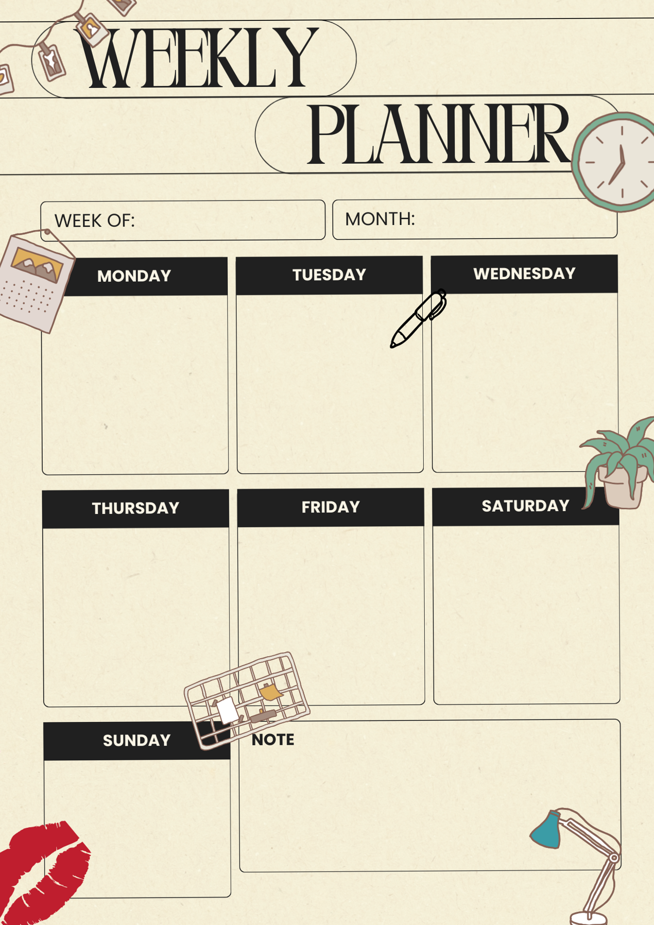 Aesthetic Weekly Planner — Print or Download Your Creative Routine Notes — 🎨 📍 secret to staying productive