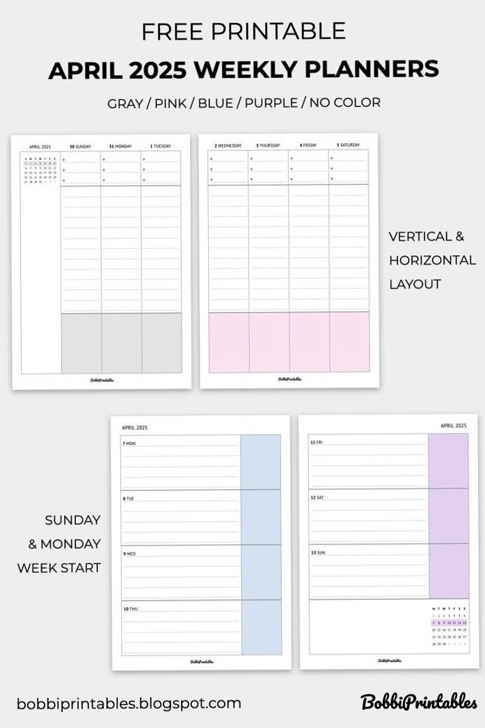 April 2026 Weekly Planner Pages Free Printable — 🕯️ 🤍 stay inspired all year long