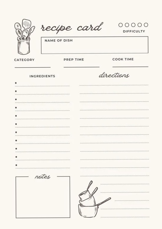 👰 🍰 Beige Minimalist Recipe Card Template | Canva Design | romanticize your routine