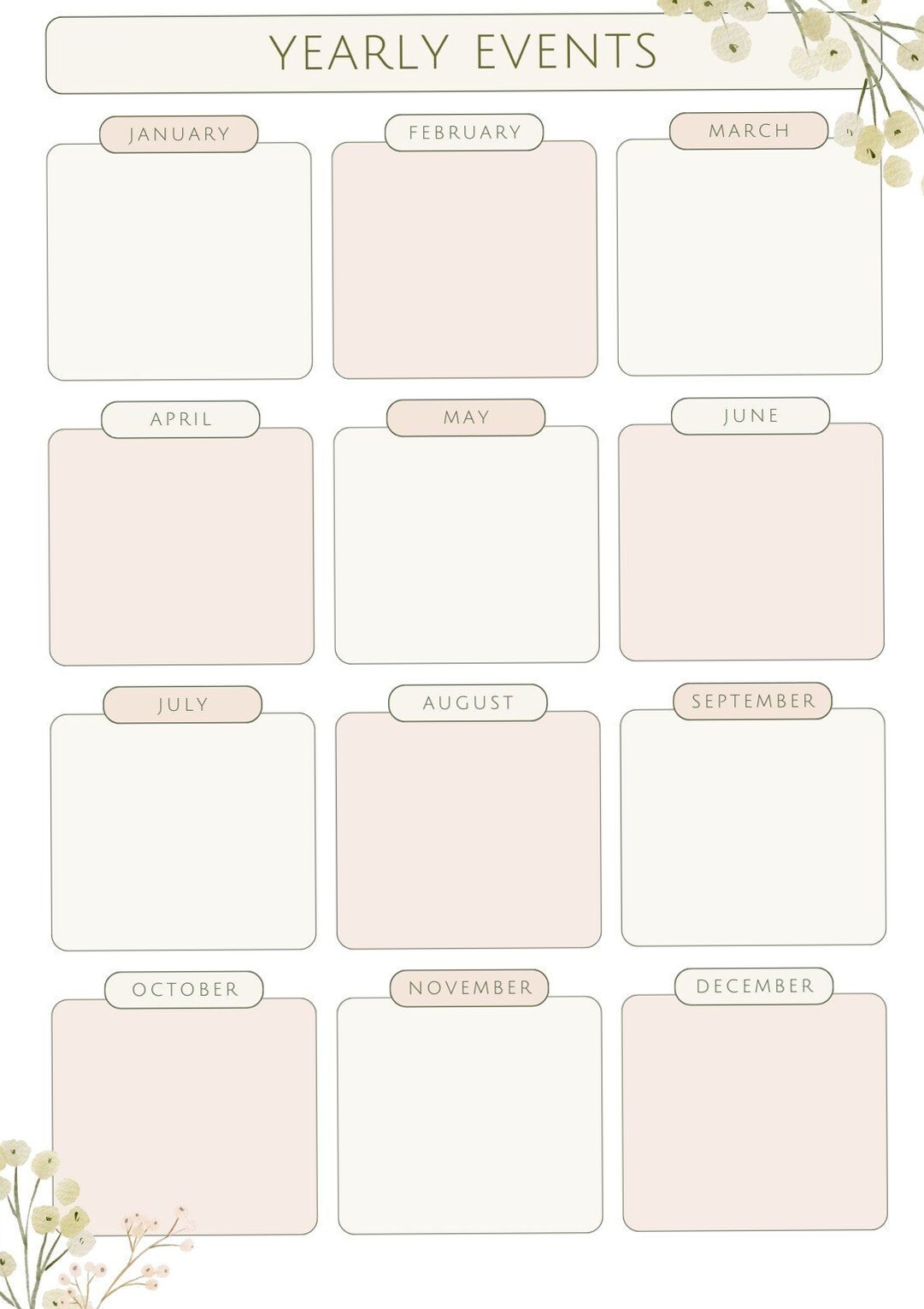 🤍 ✨ Beige & Pink Yearly Planner Templates | Canva Design | romanticize your routine