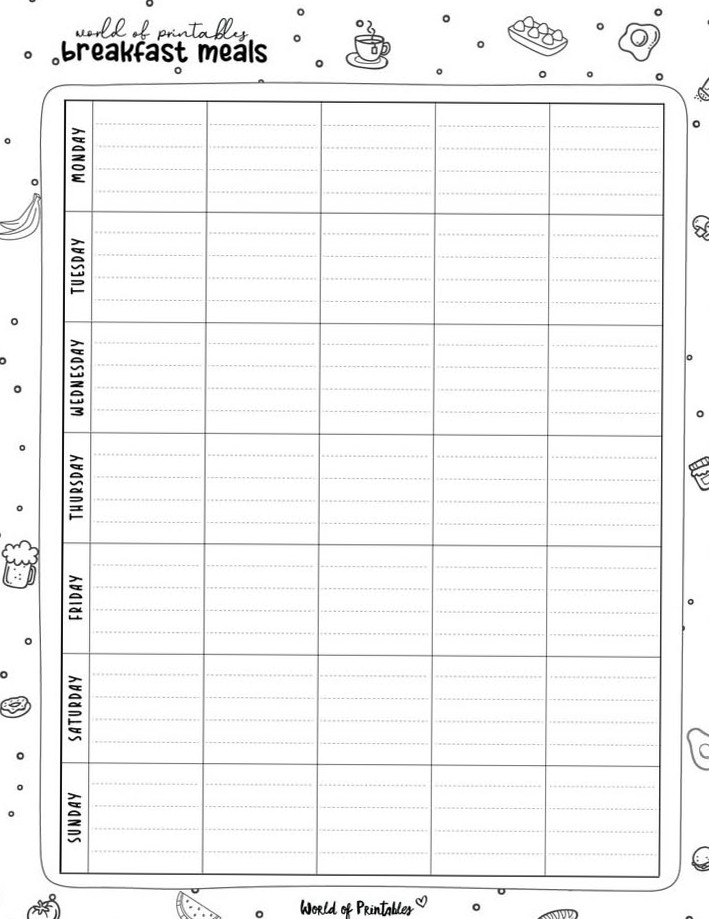 Breakfast Meal Planner Template | Digital Design | Creative Planners | Organize Your Mornings — 📊 📅 stay inspired all year long