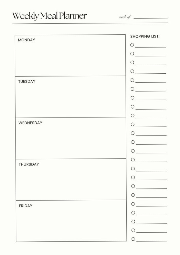 💌 🌸 Clean Girl Weekly Meal Plan Template 166 | dream life manifestation