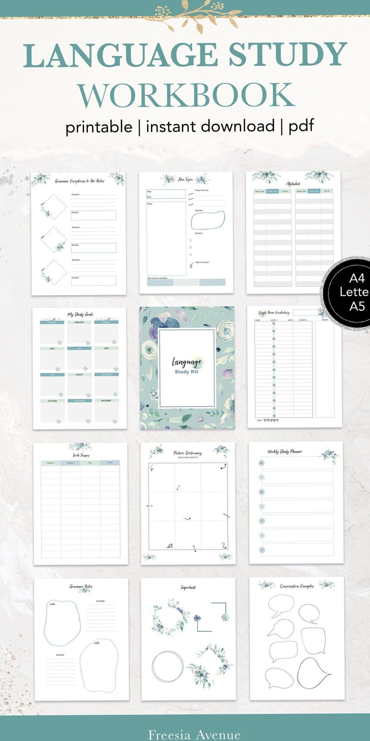 Colorful Rainbow Digital Language Planner for Goodnotes & Weekly Goals — 🌿 🕯️ stay inspired all year long