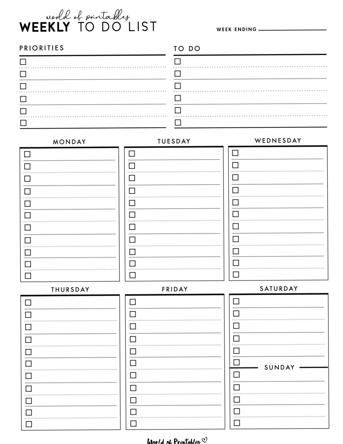 Comfy Layout Weekly To Do List Templates — 🕯️ 🌿 secret to staying productive