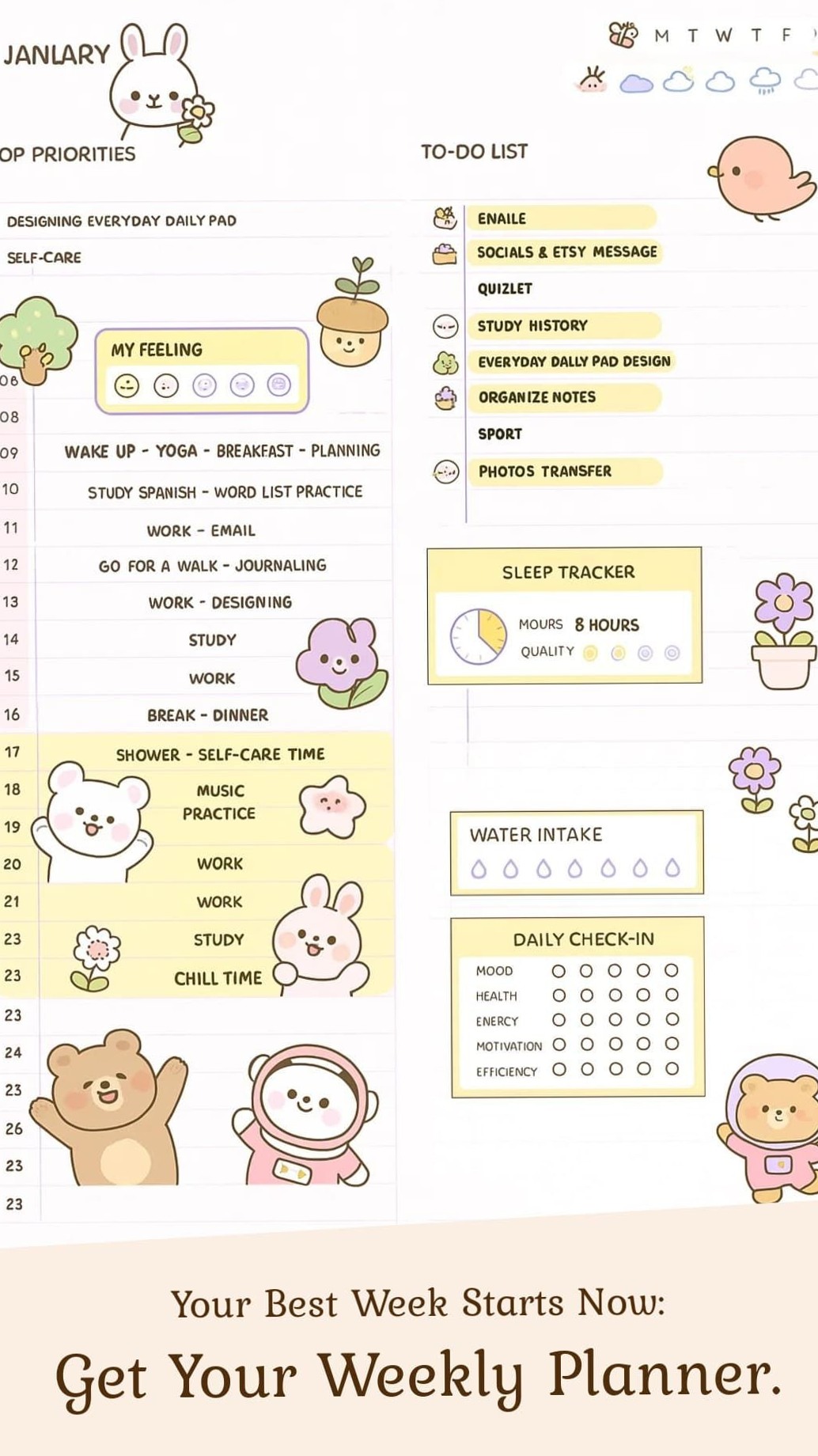 📝 📊 Cultivate Joy & Productivity with Aesthetic Daily Planner | romanticize your routine