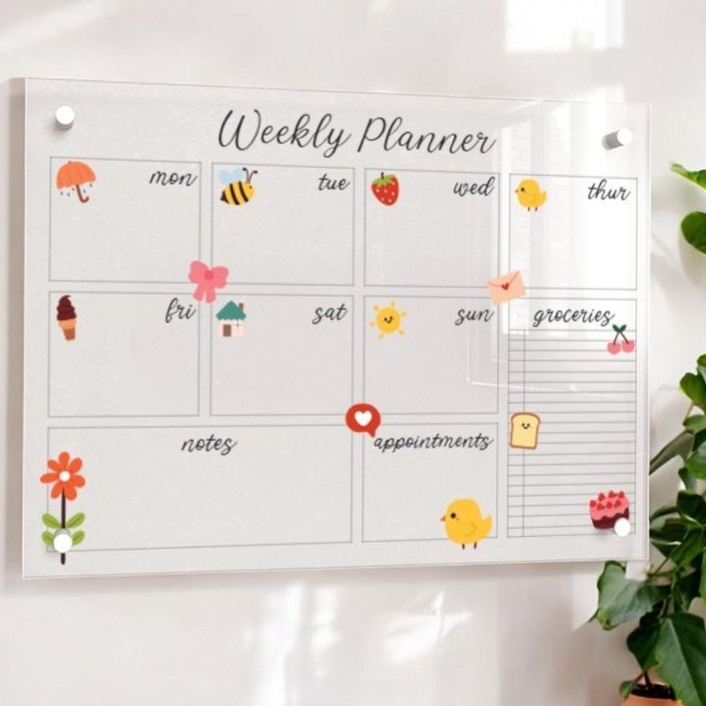 📅 📅 Custom Acrylic Weekly Planner — Wipe Clean & Doodle-Ready Design | secret to staying productive