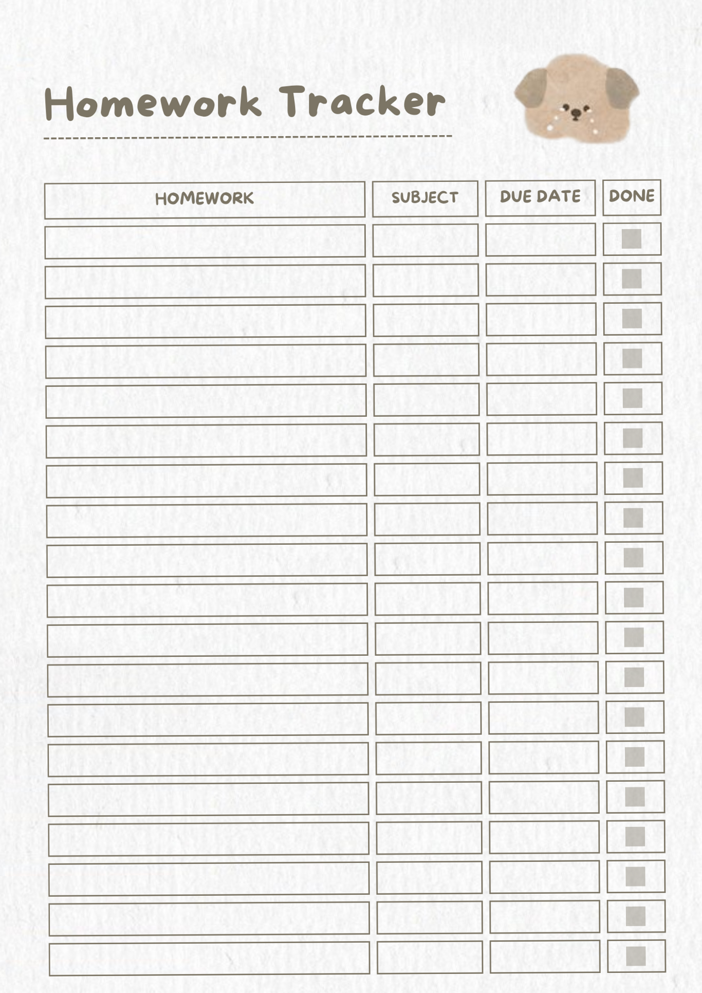 Cute Bear Homework Tracker Printable | Digital Design — 🌿 🌿 essential planning guide