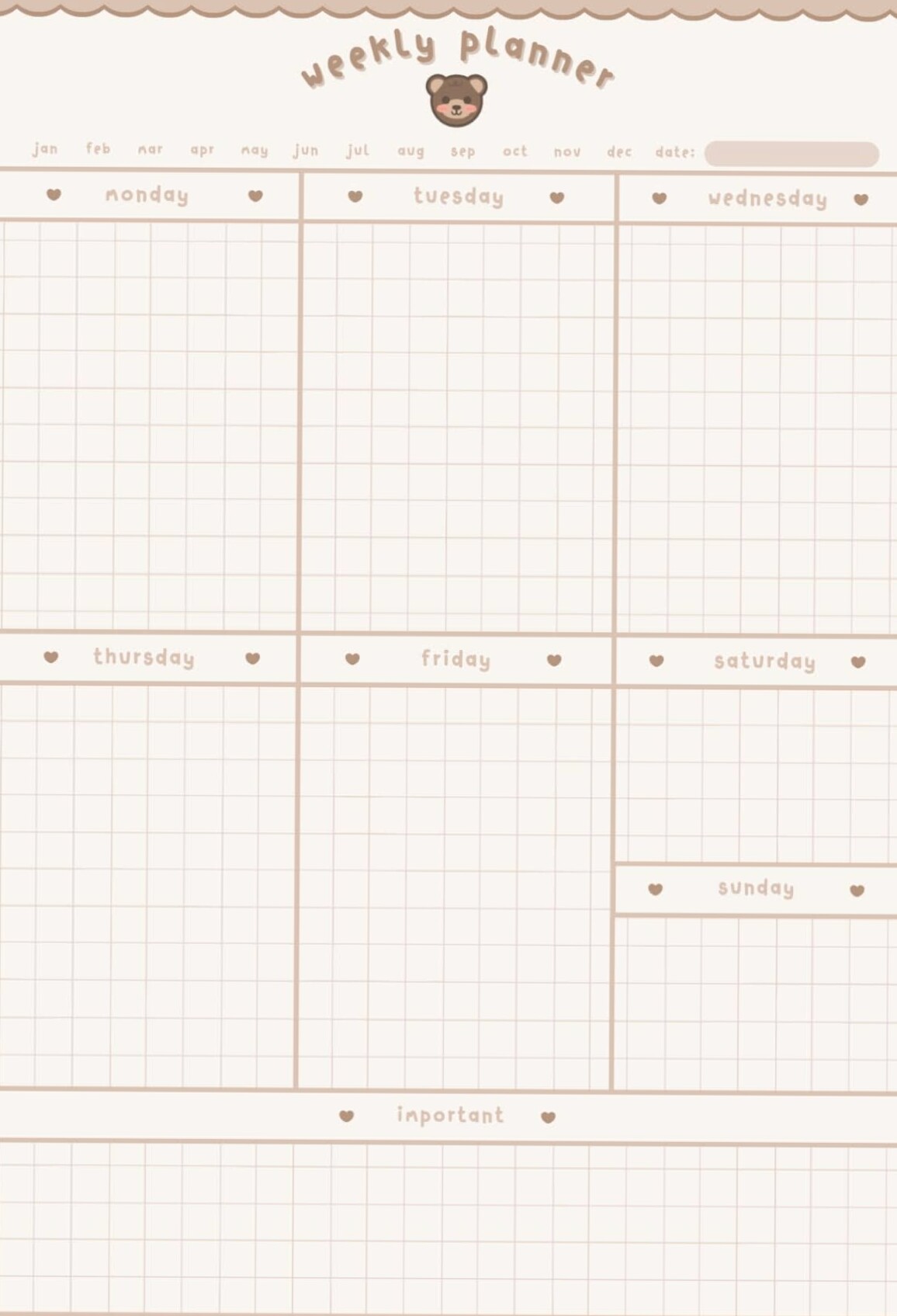 Cute Bear Weekly Planner 2024 | Cottagecore Kawaii Minimalist Notes — 🤍 🤍 stay inspired all year long