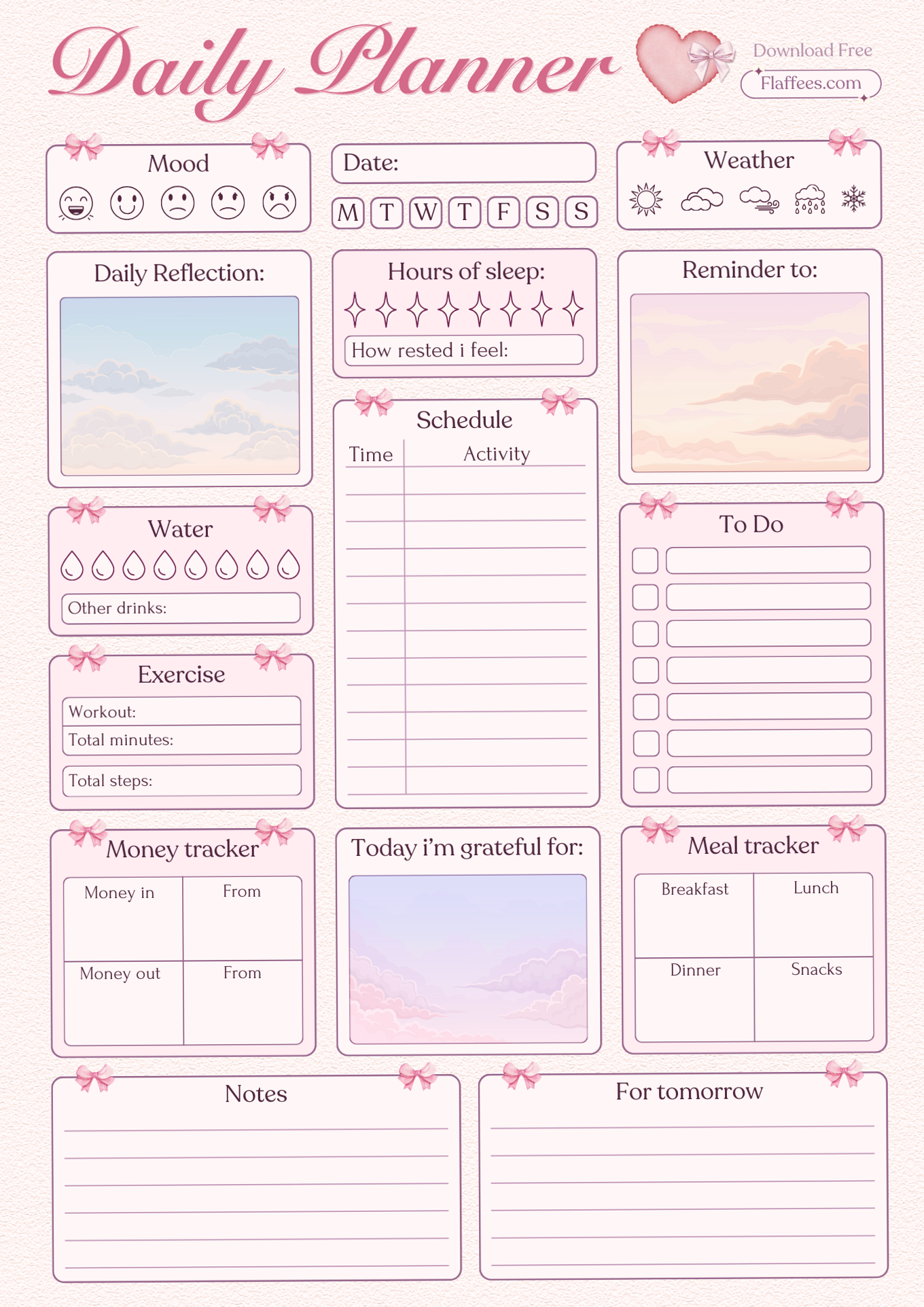 Cute Daily Planner Free Printable & Digital 🌸 — 💎 🖌️ dream life manifestation