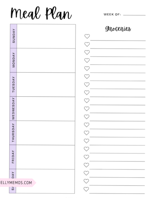 📝 📅 Cute Meal Plan & Grocery List Free Printable | secret to staying productive