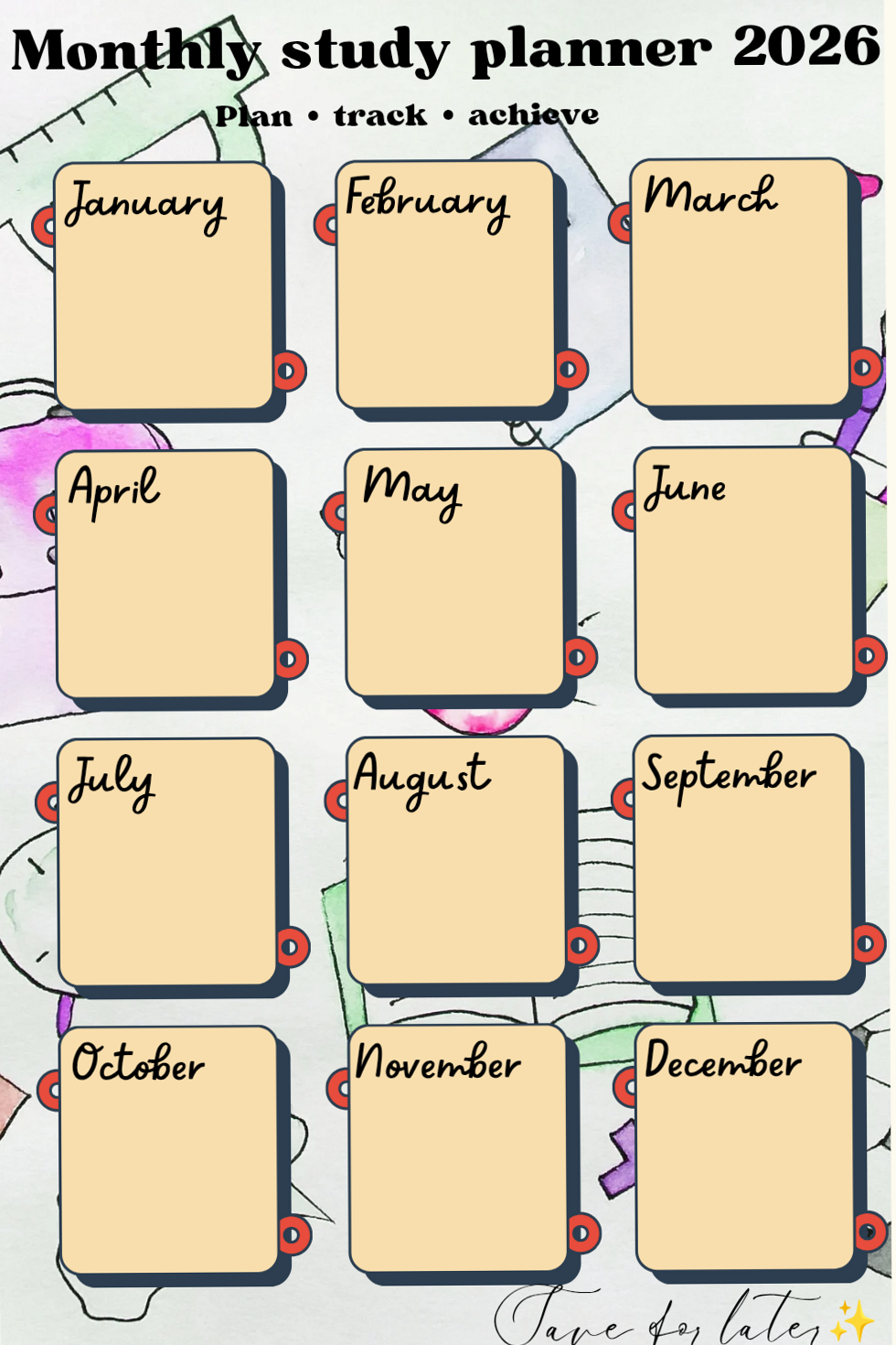 🖌️ 🖌️ Cute Monthly Study Planner | Simple Academic Organizer | romanticize your routine