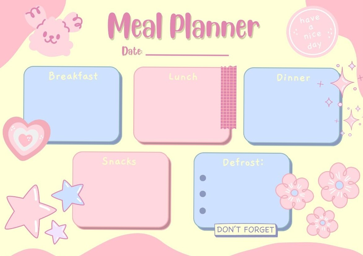 Cute Pink Aesthetic Meal Planner Design — 🍰 💍 stay inspired all year long