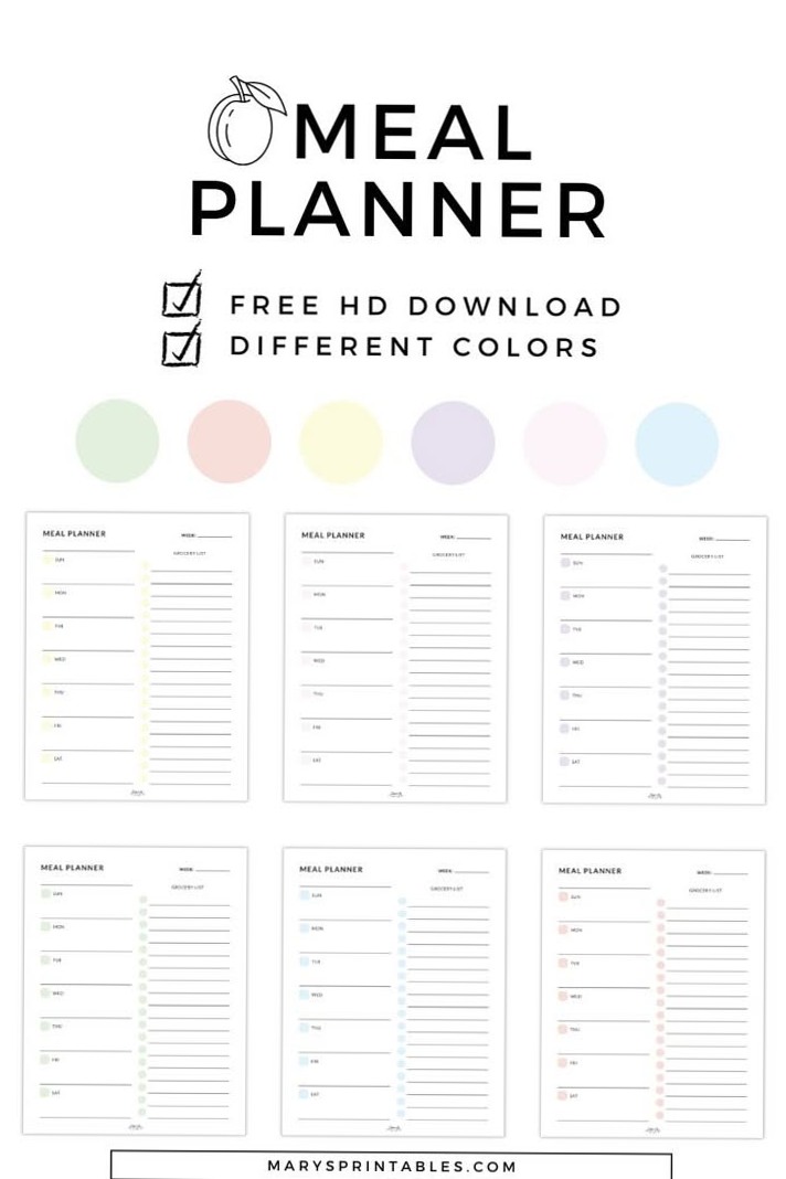 Cute Printable Meal Planner Templates — 💍 💍 romanticize your routine
