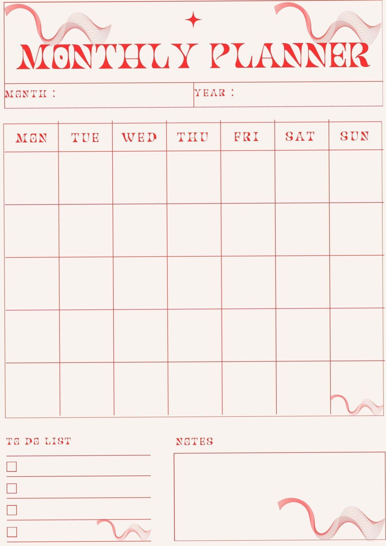 📍 🖌️ Cute Red Monthly Planner Template for Goodnotes & Printable Planning | secret to staying productive
