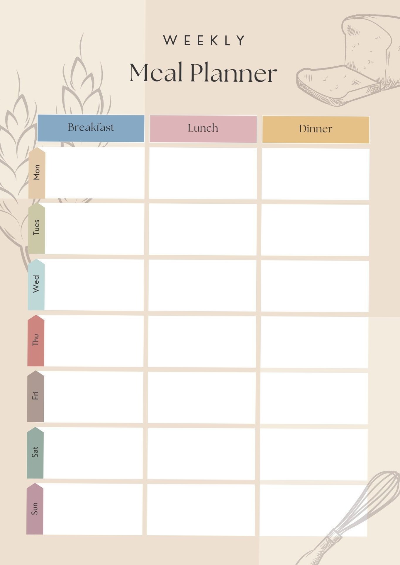 Cute Weekly Meal Planner Printable 965 Adhdigitalplanner — 🍰 💌 dream life manifestation