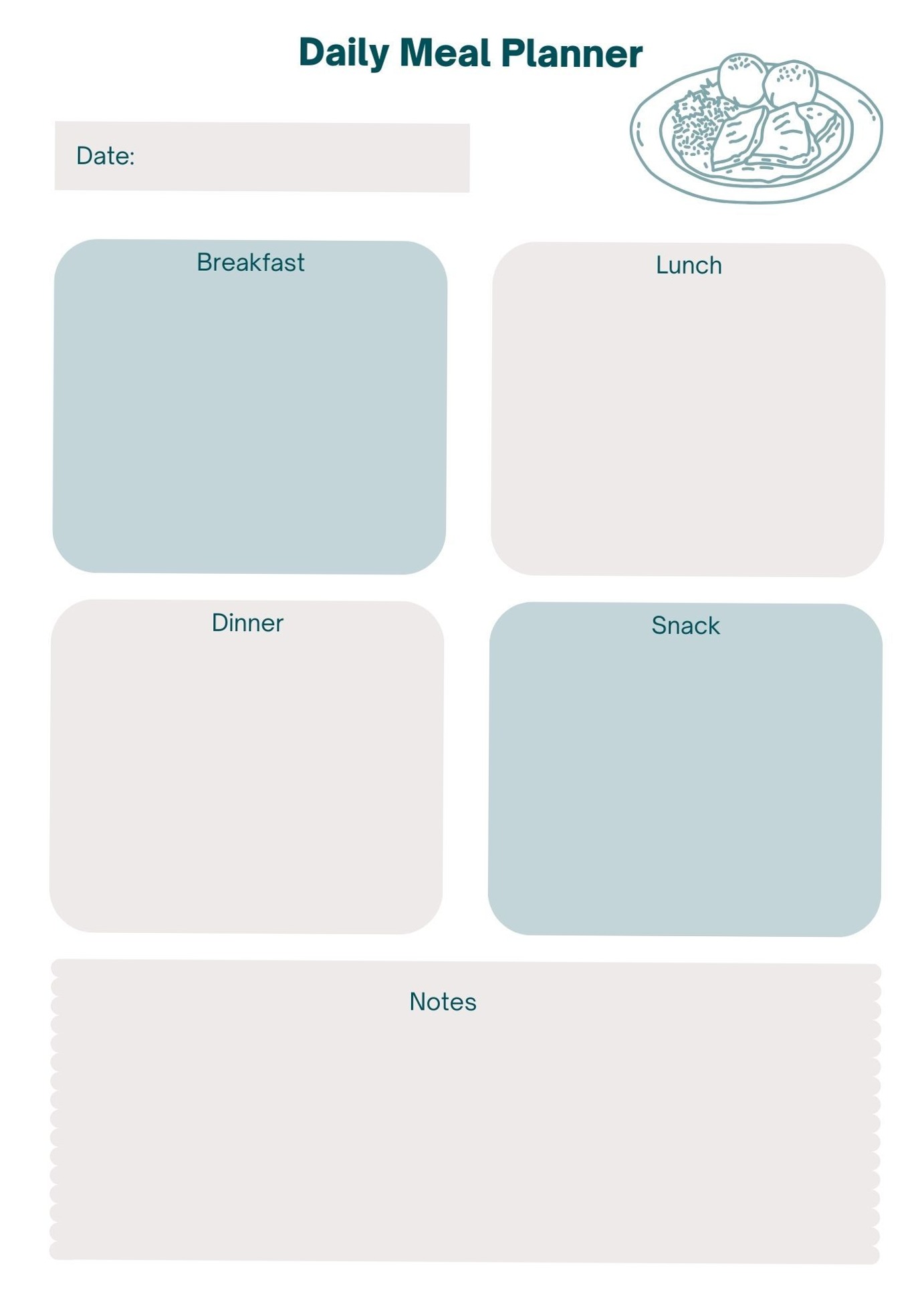 Daily Meal Planner — Creative Digital Design & Planner Assets — 📁 📅 secret to staying productive