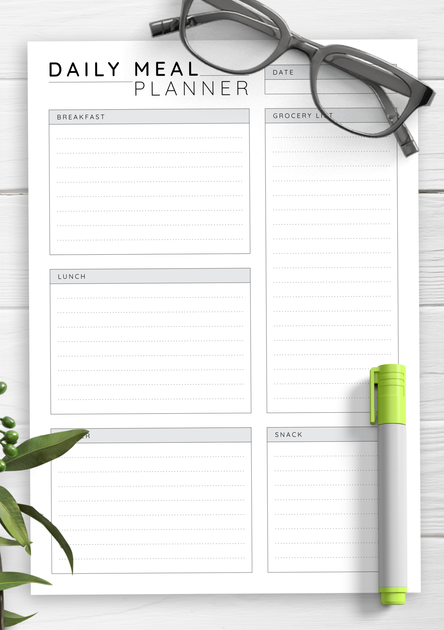 📅 📁 Daily Meal Planner for Creative Productivity | secret to staying productive