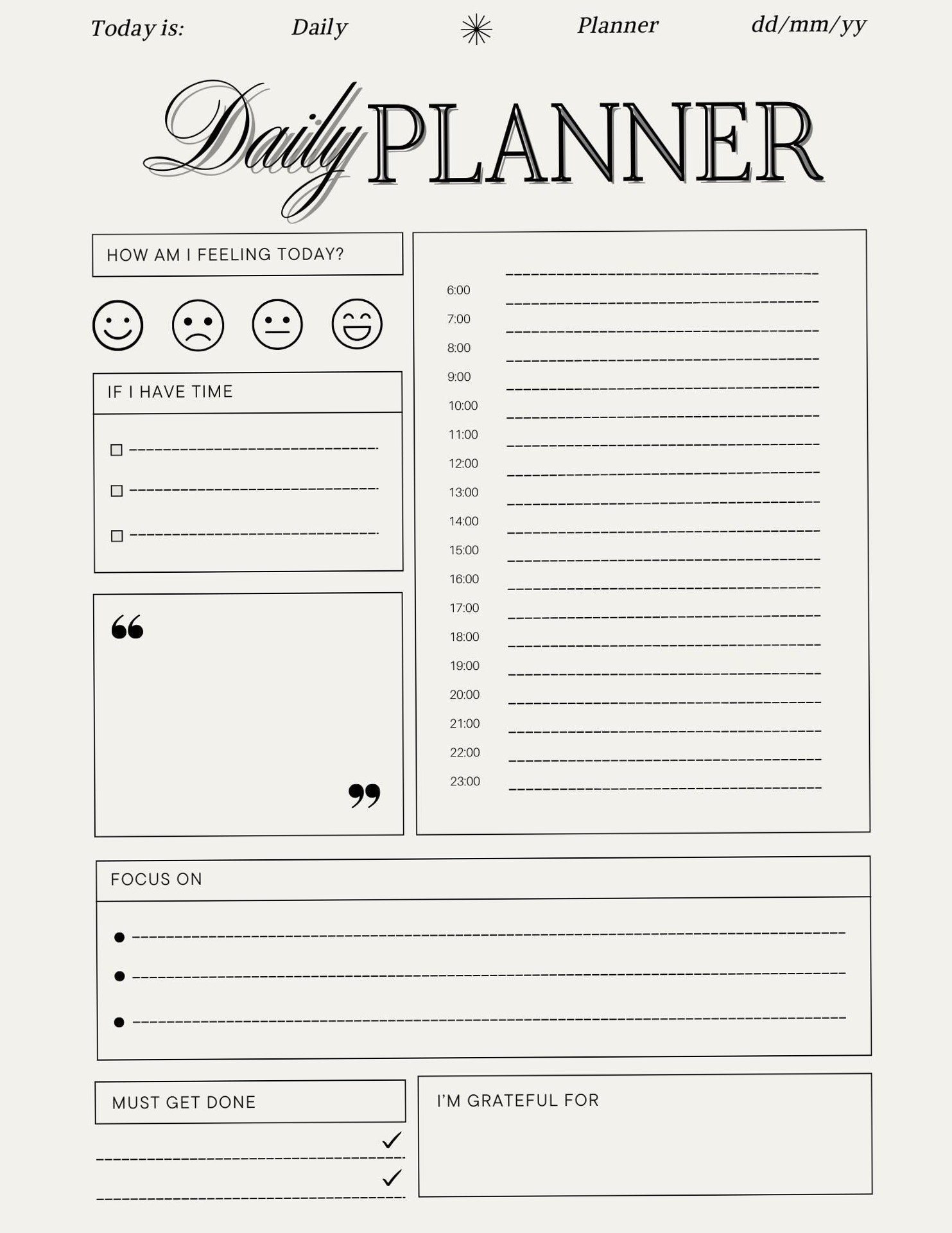 👰 💍 Daily Planner – Instant Download – Fill In Your Days with Style | stay inspired all year long