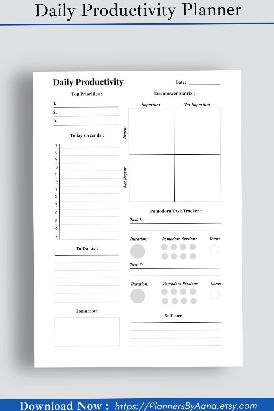 ✨ 🎀 Daily Productivity Planner: Eisenhower 414 for Creative Organization | romanticize your routine