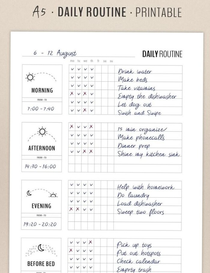 🤍 🤍 Daily Routine Planner Printables: Get Organized with a Printable Planner. | secret to staying productive