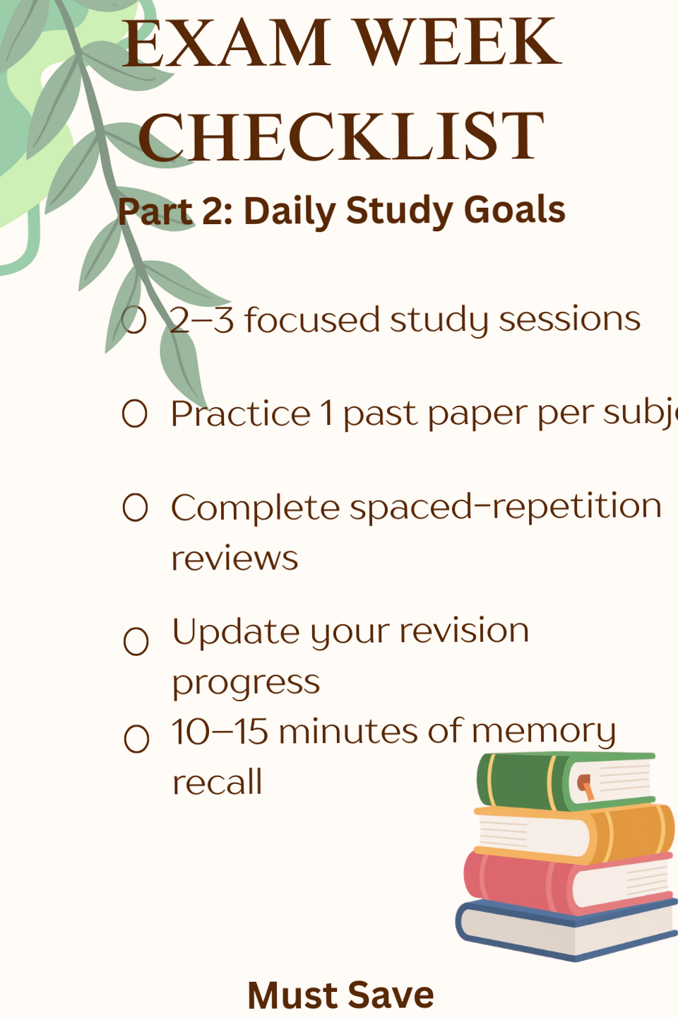 Daily Study Goals for Exam Week Planner Design — 📝 🖇️ stay inspired all year long