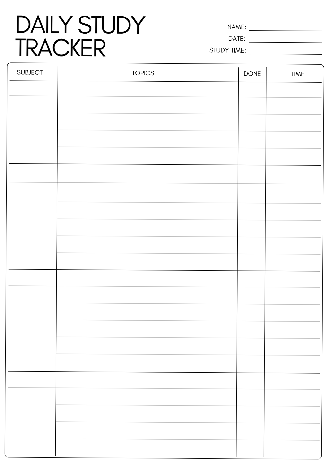 🌿 🤍 Daily Study Planner Printable — A4, A5, US Letter | romanticize your routine