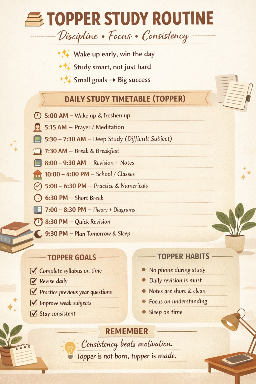 Daily Study Routine for Topper Students | Productive Planner Design — 🍰 🍰 stay inspired all year long