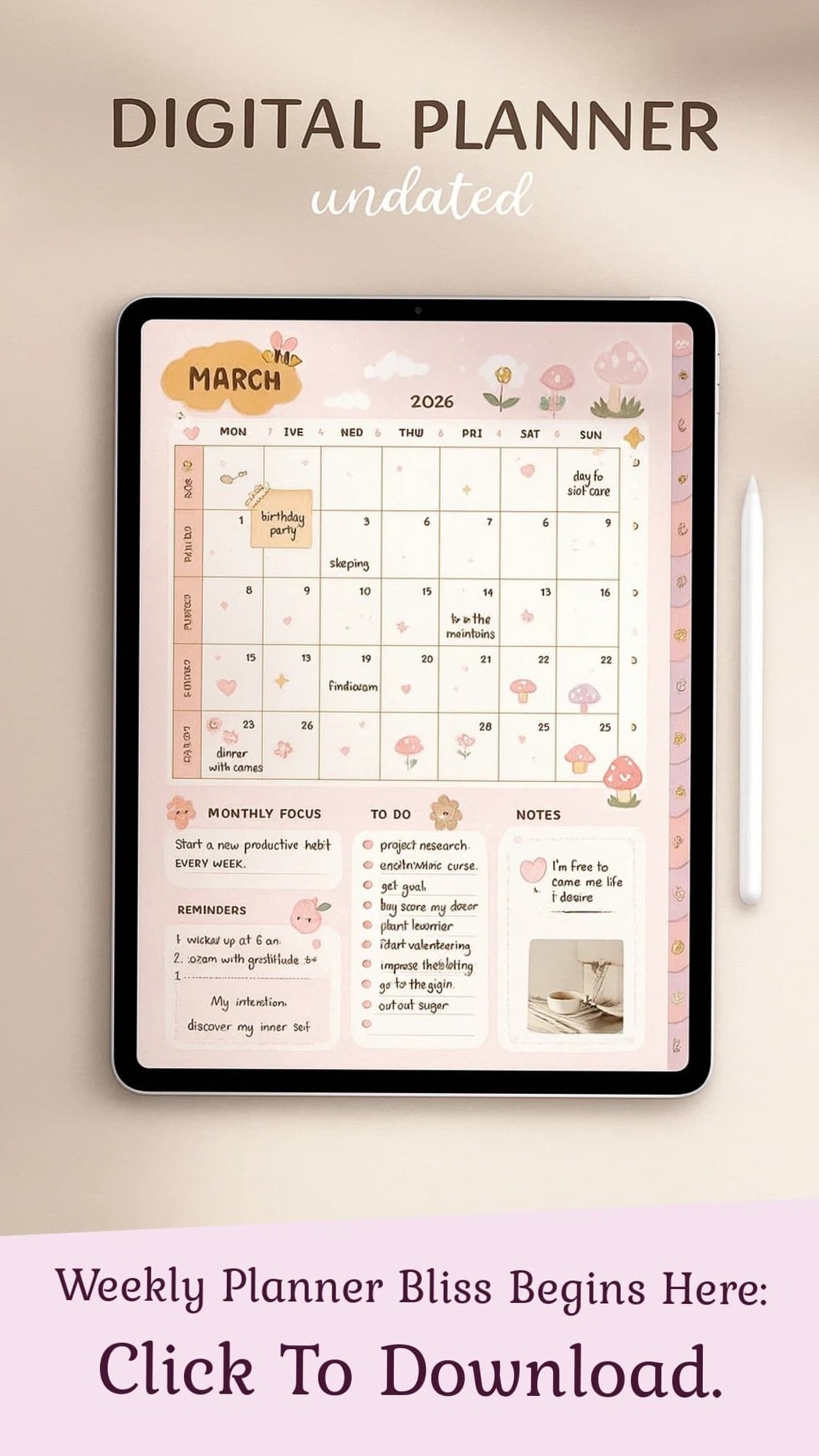 📁 📌 Digital Planner Goodnote: Monthly Mastery Unlocked | romanticize your routine
