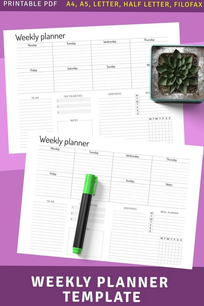 DIY Weekly Planner Template for Organized Living — 📌 🖇️ romanticize your routine