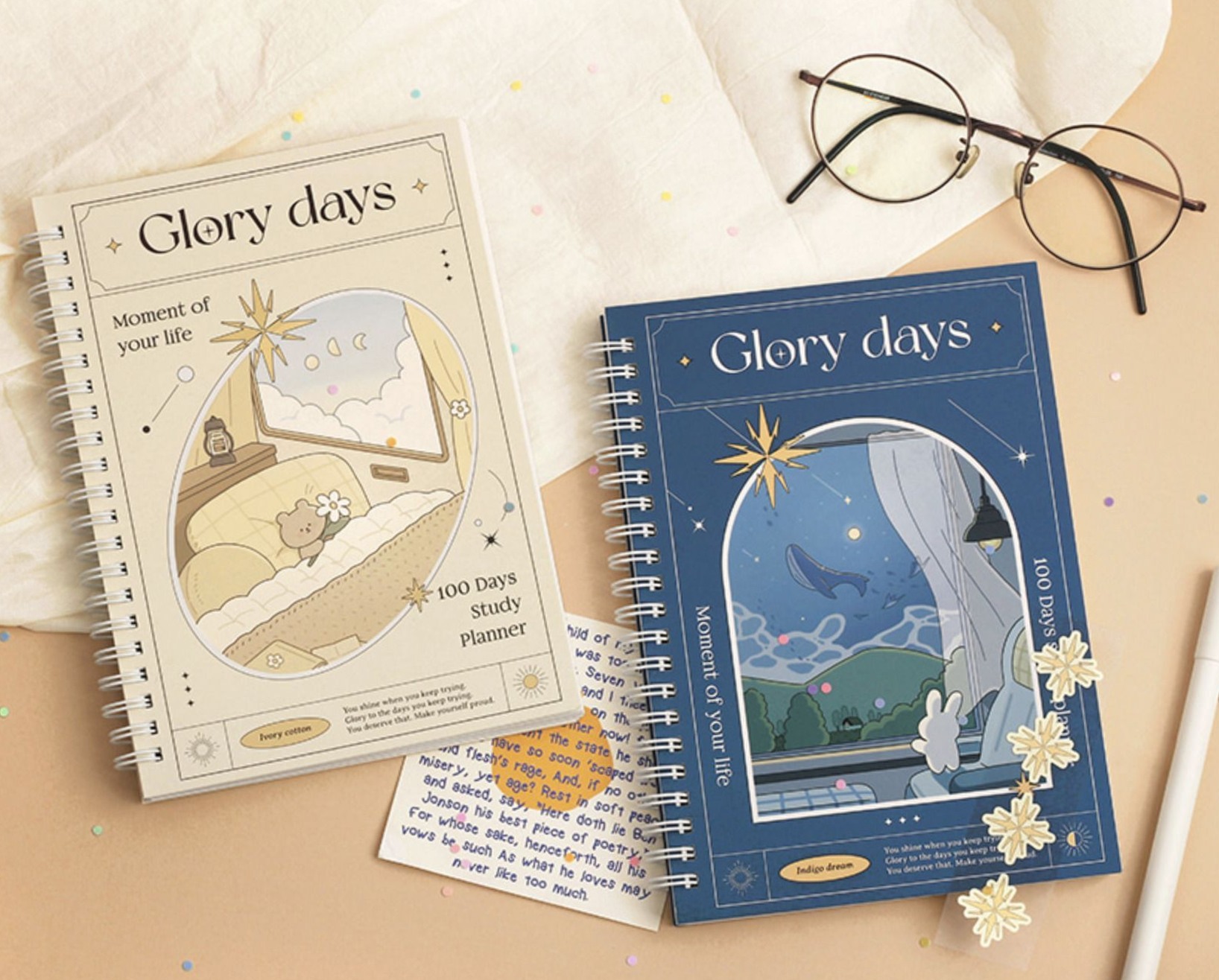 📌 📁 dream life manifestation: 100 Days of Growth | Ivory Cotton Study Planner Design