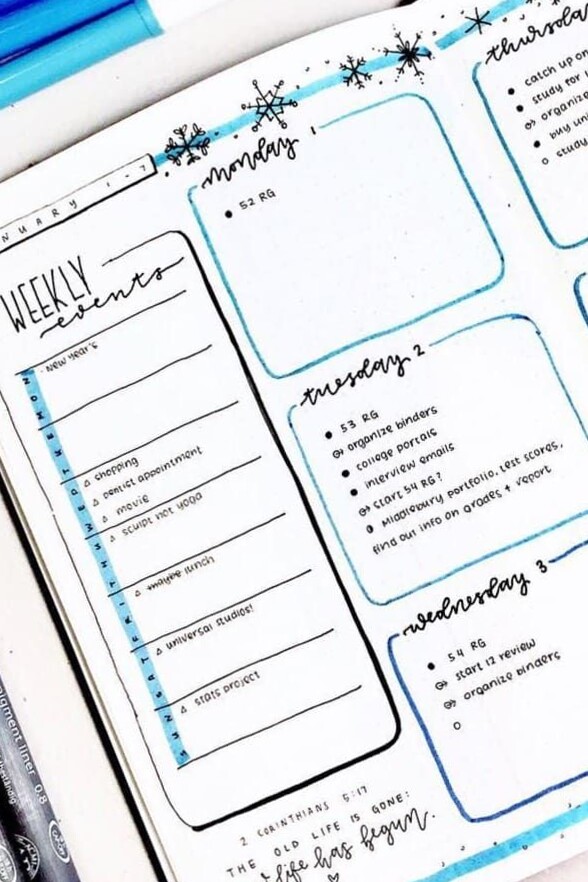 📅 📌 dream life manifestation: 20+ Creative January Weekly Spread Designs