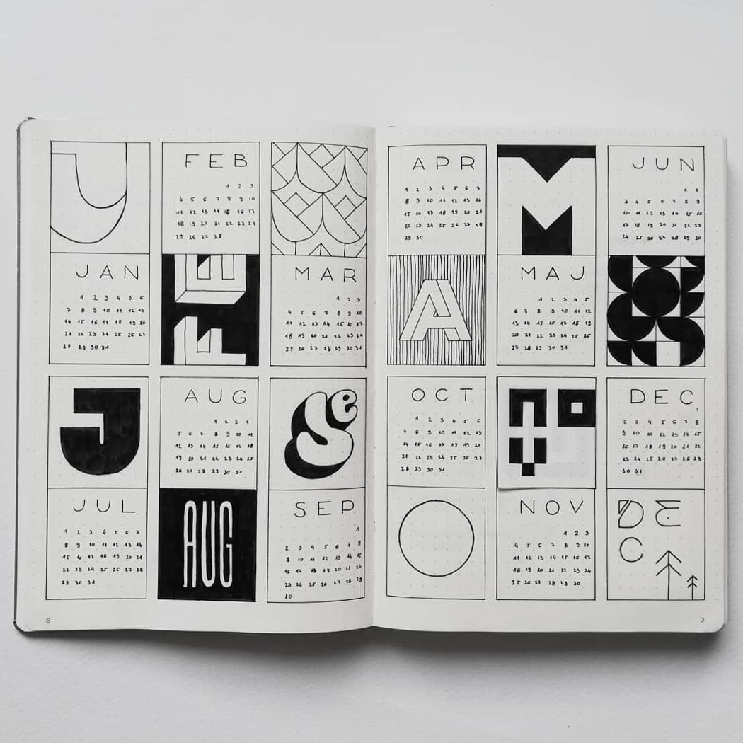 🎀 🕯️ dream life manifestation: Bullet Journal Year at a Glance Planner Design