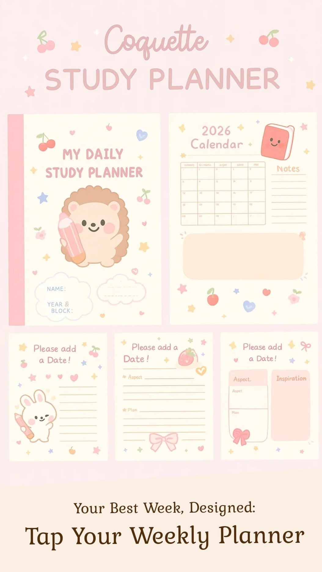 🖌️ 🎨 dream life manifestation: Charm Your Academics with a Coquette Aesthetic Study Planner