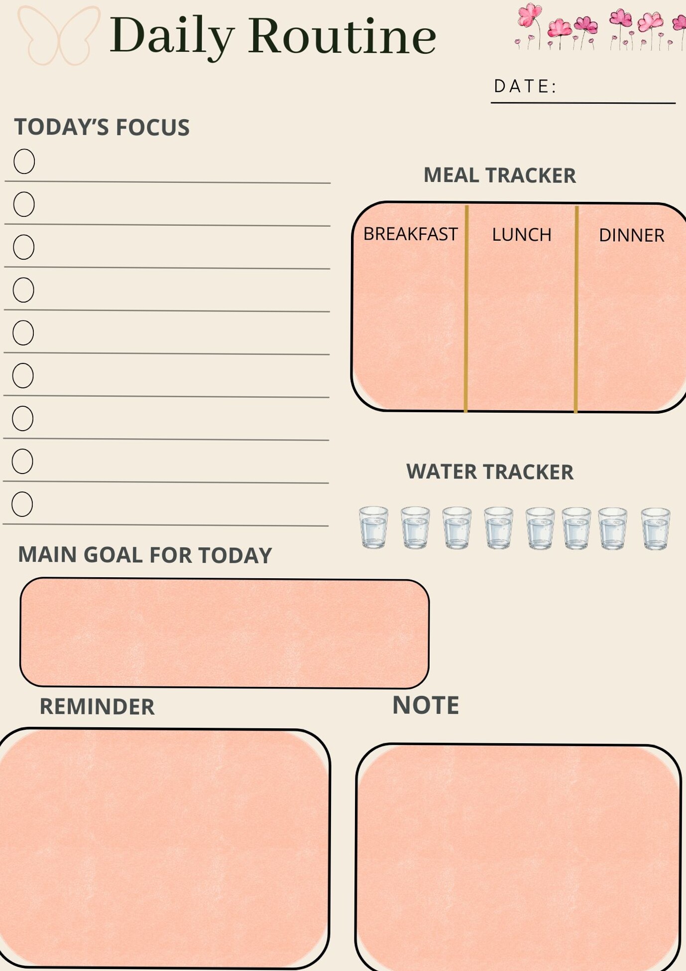 📁 📌 dream life manifestation: Cozy Minimal Daily Planner Printable | Productivity Design